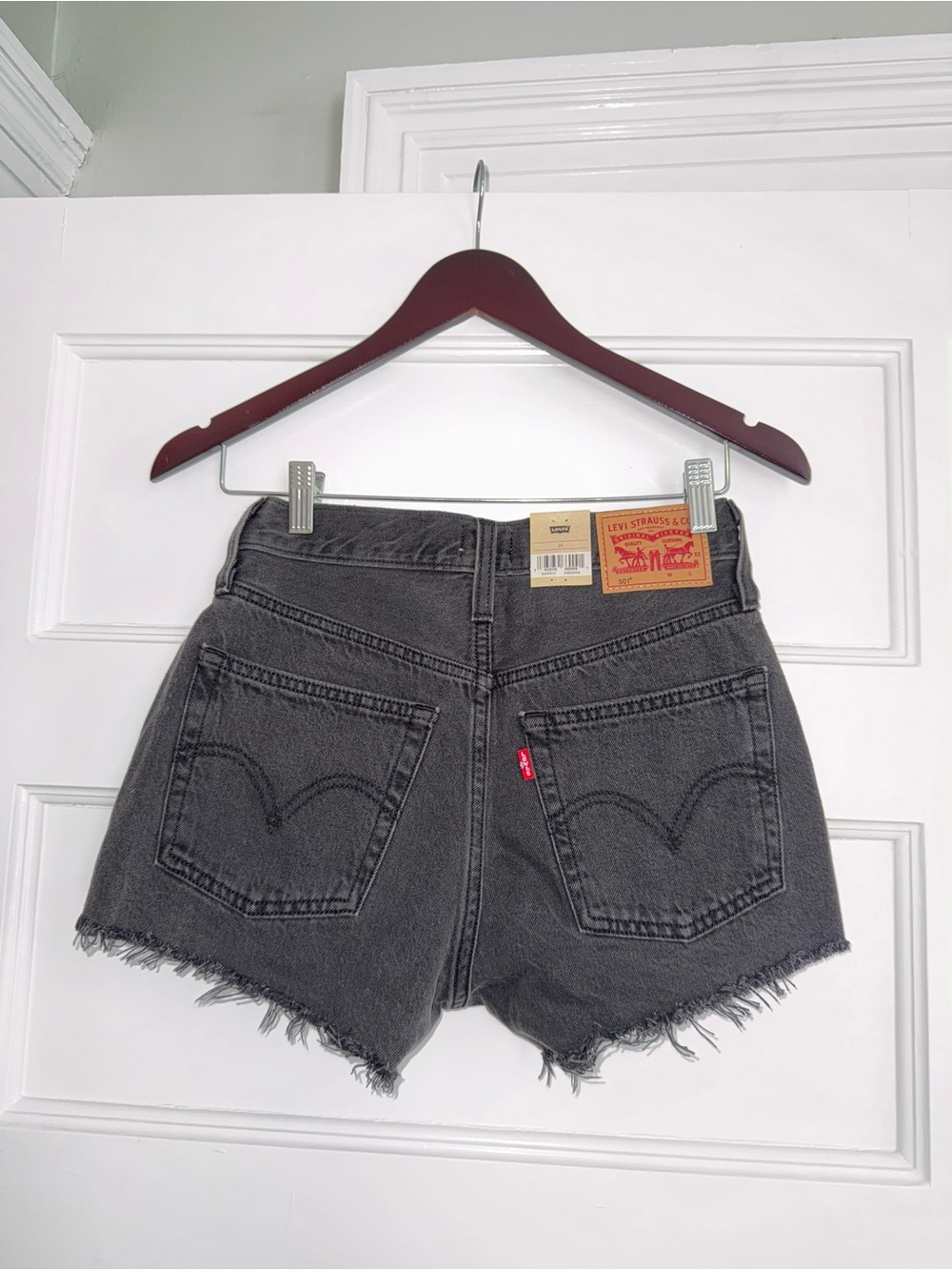 NWT Levi's Women's Charcoal Gray High-Rise Denim Cutoff Shorts